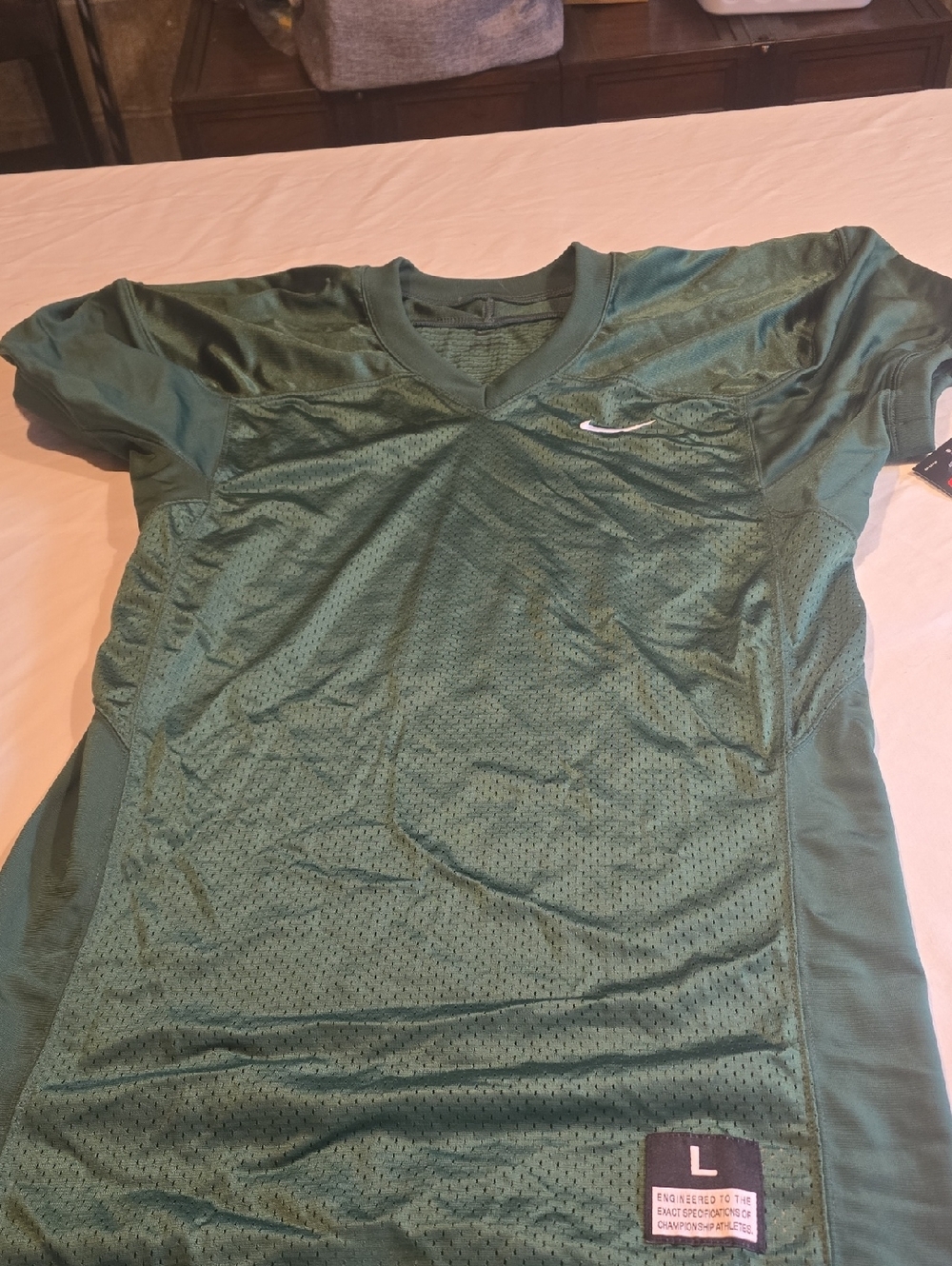 Nike Dark Green V-Neck Mesh Athletic Jersey
